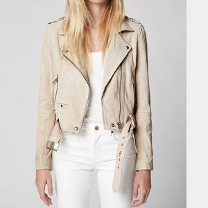 Blank NYC white sand suede moto jacket